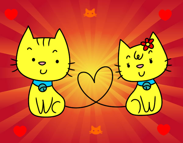 Dibujo Gatos enamorados pintado por mimomimo