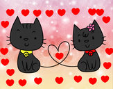 Dibujo Gatos enamorados pintado por pribe