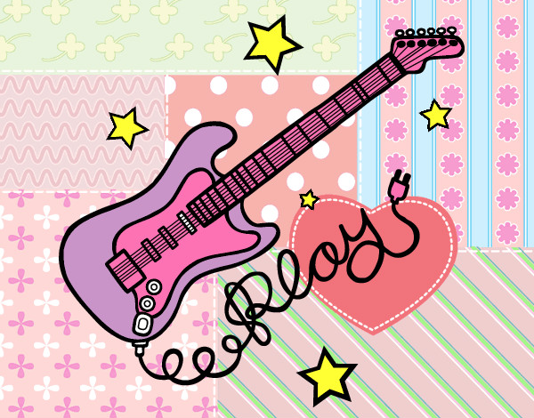 Dibujo Guitarra y estrellas pintado por dangi