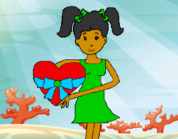 Dibujo Jovencita corazón pintado por josecarmel