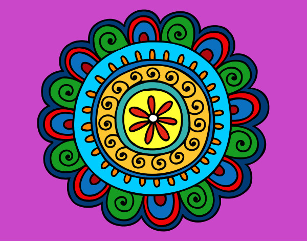 Dibujo Mandala alegre pintado por chiguiline
