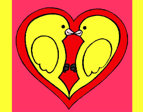Dibujo Pajaritos enamorados pintado por caryto