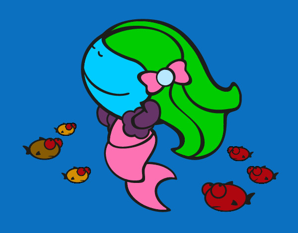 Dibujo Sirena feliz pintado por dangi