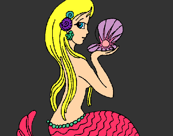 Dibujo Sirena y perla pintado por saritag