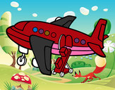 Dibujo Avión cargando equipaje pintado por ELSANTY