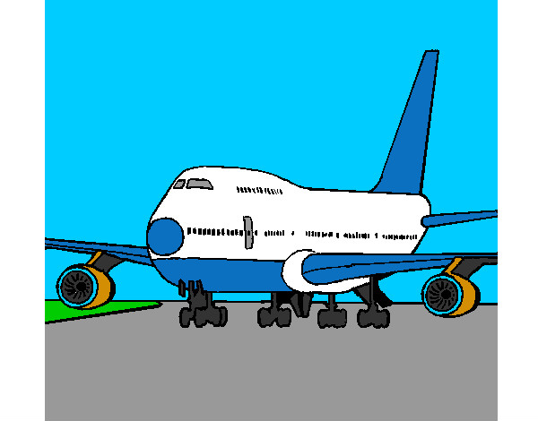Dibujo Avión en pista pintado por lamuerte
