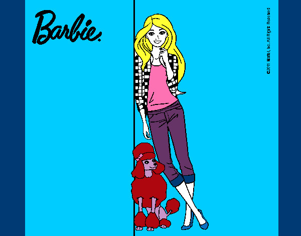 Dibujo Barbie con cazadora de cuadros pintado por da12306
