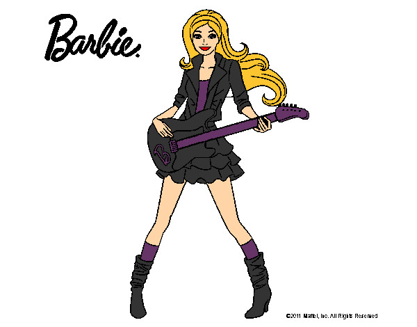 Dibujo Barbie guitarrista pintado por Sofia08