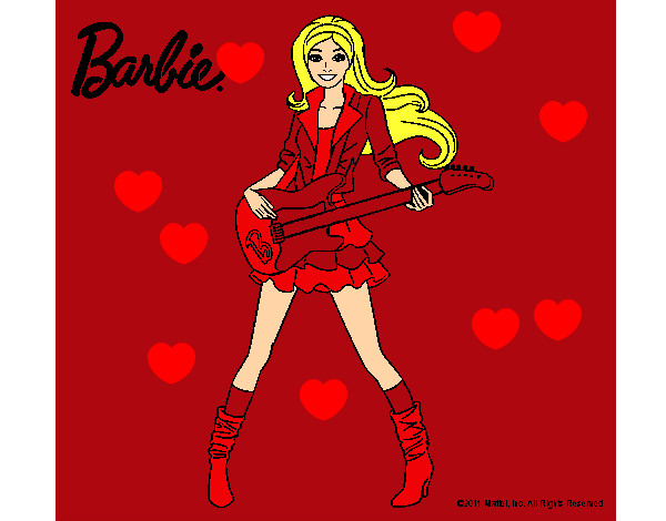 Dibujo Barbie guitarrista pintado por lucialares
