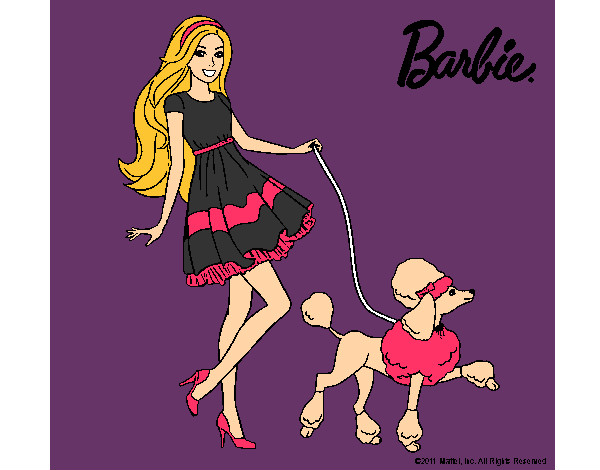 Dibujo Barbie paseando a su mascota pintado por Sofia08