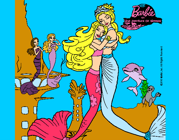 Dibujo Barbie sirena y la reina sirena pintado por LuciTini