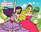 Dibujo Barbie y la princesa cantando pintado por lucialares