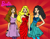 Dibujo Barbie y sus amigas vestidas de fiesta pintado por lucialares