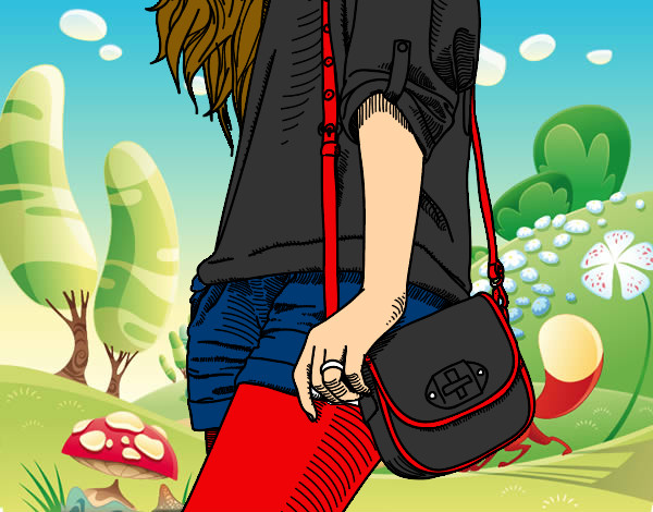 Dibujo Chica con bolso pintado por Sofia08