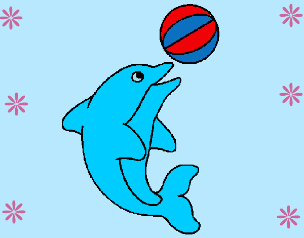 Dibujo Delfín jugando con una pelota pintado por anitabest