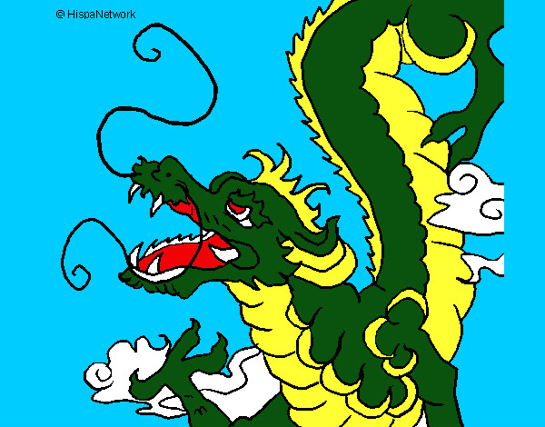 Dibujo Dragón japonés pintado por kyrito