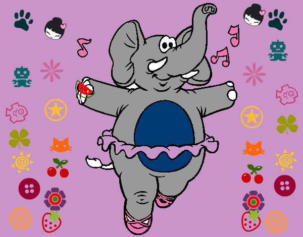 Dibujo Elefante con tutú pintado por giulianags