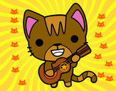 Dibujo Gato guitarrista pintado por 1Dlover
