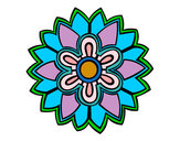 Dibujo Mándala con forma de flor weiss pintado por salaberry