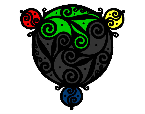 Dibujo Mandala con tres puntas pintado por abey  