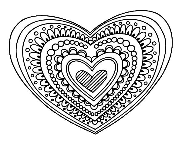 Dibujo Mandala corazón pintado por almasm