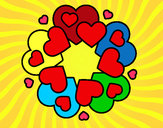 Dibujo Mandala de corazones pintado por REFE