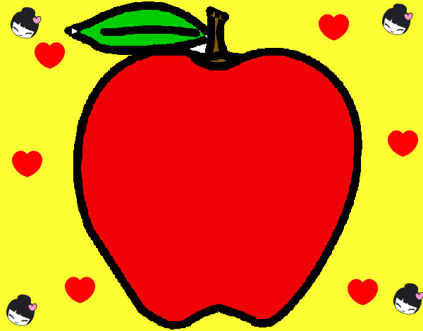 Dibujo manzana pintado por 1988