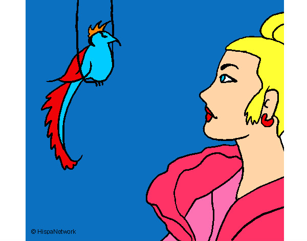 Dibujo Mujer y pájaro pintado por asdfjfnioi