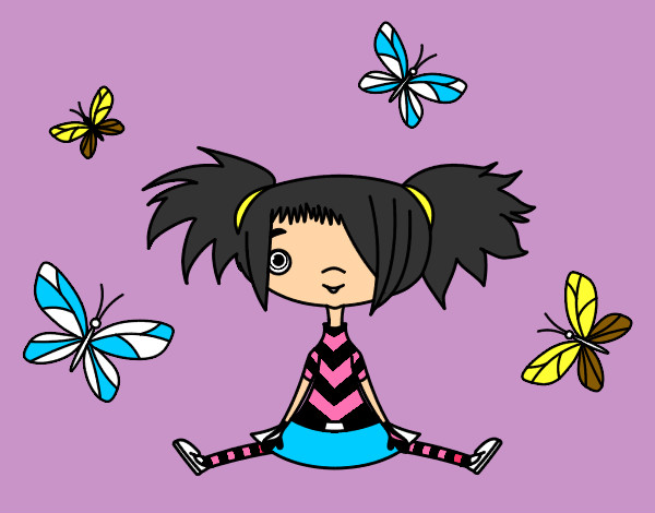Dibujo Niña con mariposas pintado por Camila_DC