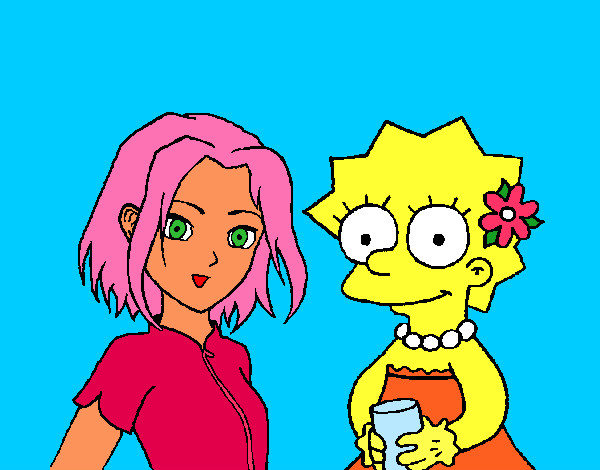 Dibujo Sakura y Lisa pintado por antuana