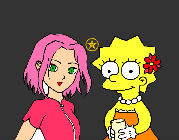 Dibujo Sakura y Lisa pintado por AXAS1241