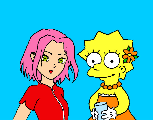 Dibujo Sakura y Lisa pintado por milimari