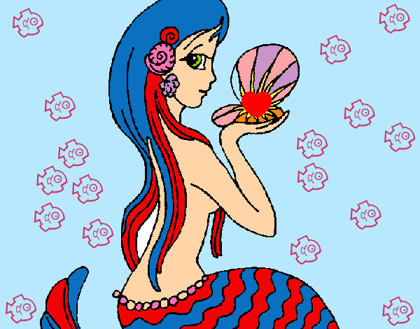 Dibujo Sirena y perla pintado por chicacool