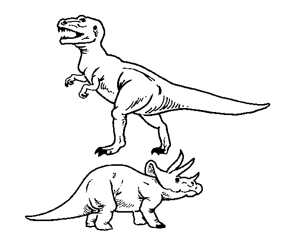 Dibujo Triceratops y tiranosaurios rex pintado por almasm