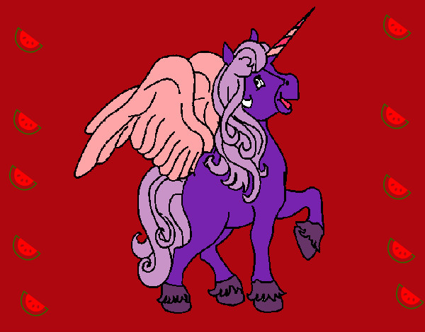 Dibujo Unicornio con alas pintado por anitabest
