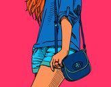 Dibujo Chica con bolso pintado por antuana