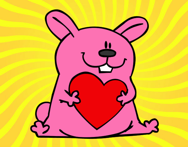 Dibujo Conejo con corazón pintado por caryto