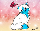 Dibujo Gatito y mariposa pintado por yeni_pao