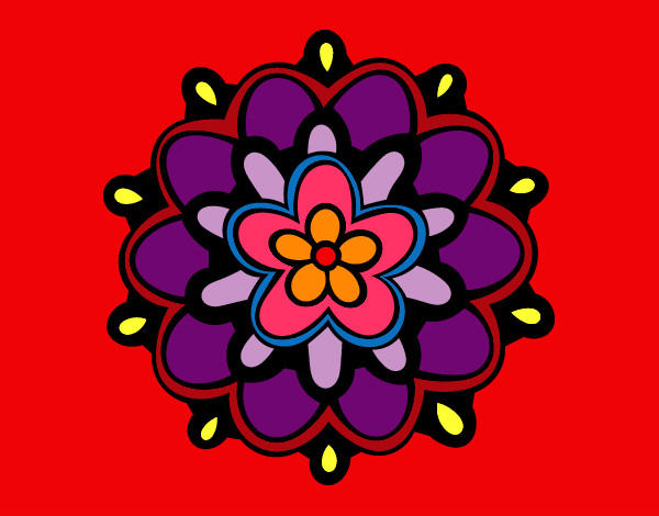 Dibujo Mándala con una flor pintado por chiguiline