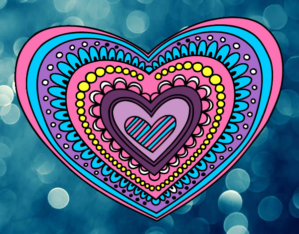 Dibujo Mandala corazón pintado por panchita2