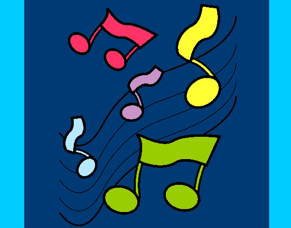 Dibujo Notas en la escala musical pintado por celiandrea