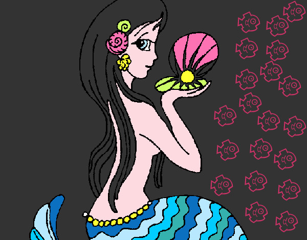 Dibujo Sirena y perla pintado por domenica25