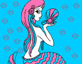 Dibujo Sirena y perla pintado por wiii