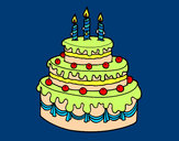 Dibujo Tarta de cumpleaños pintado por chiguiline