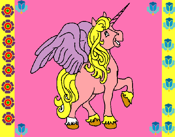 Dibujo Unicornio con alas pintado por pitufi
