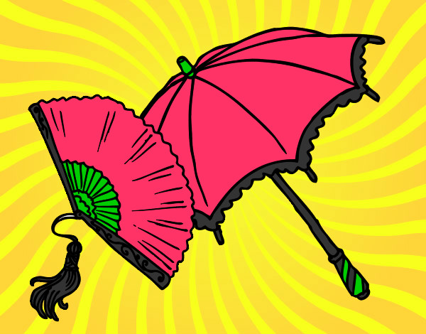 Dibujo Abanico y paraguas pintado por stefany546