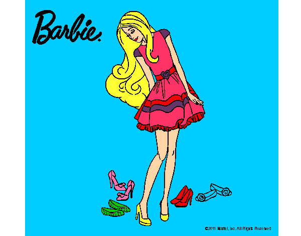 Dibujo Barbie y su colección de zapatos pintado por lyly2