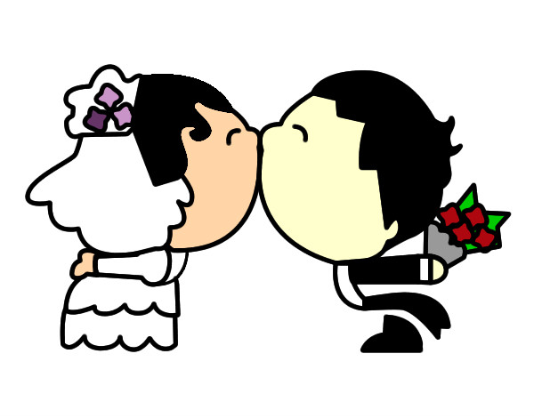 Dibujo Beso de recién casados pintado por alereyna