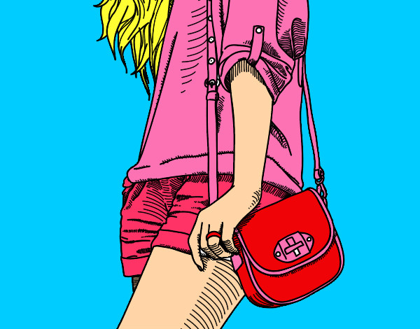Dibujo Chica con bolso pintado por guadiii