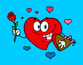 Dibujo Corazón con caja de bombones pintado por vian